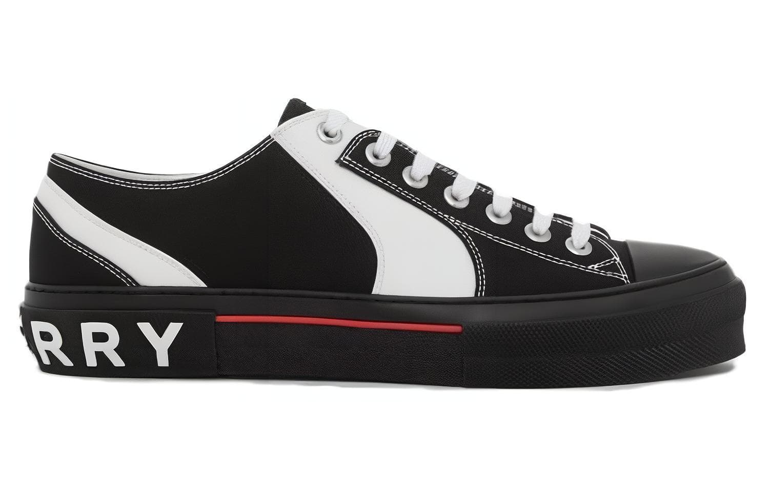 Burberry Colorblock Low Top Canvas Sneaker Black White 4