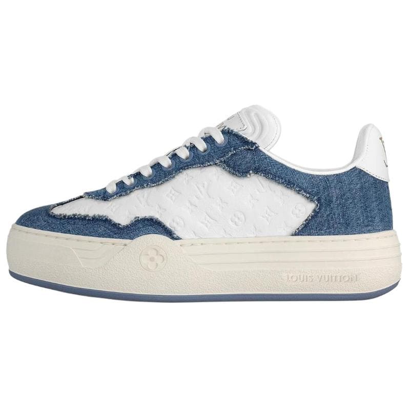 LOUIS VUITTON Groovy Denim Round Toe Lace-Up Low-Top Skate Shoes Women's Blue