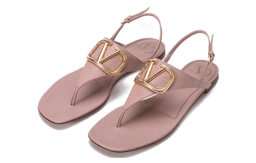 Valentino Leather Flip-Flop Thong Sandals Fashion Slides Women's Dusty Pink 6