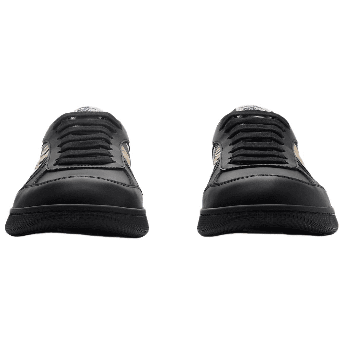Burberry Terrace Leather Round Toe Lace-Up Low-Top Skate Shoes Men's Black 6