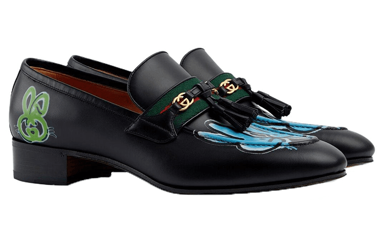 GUCCI Interlocking Loafers Men's Black Year Of The Rabbit Limited 3