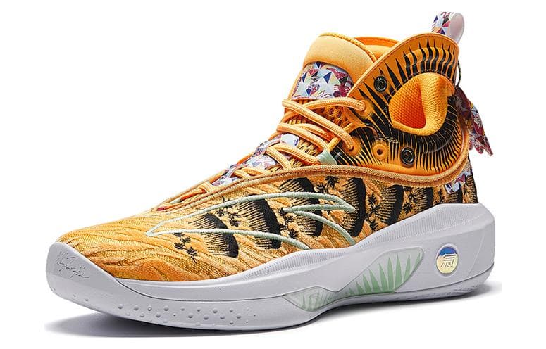 Anta KT8 Dragon Boat Festival Anti-Slip Wear-Resistant High-Top Basketball Shoes Men's Yellow Black 3