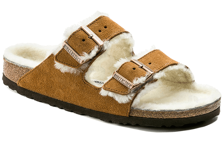 Birkenstock Arizona Fleece-Lined Cork Sandals Unisex Ginger Yellow Regular Fit 5