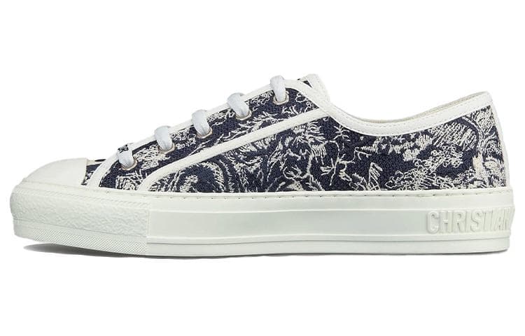 DIOR Walk'n'Dior Embroidery Toile de Jouy Print Low-Top Canvas Shoes Women's Dark Blue 2