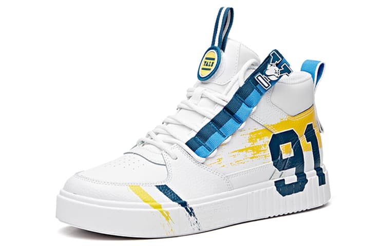 ANTA Life Collection Skateboard Shoes Men High-Top White Blue 3