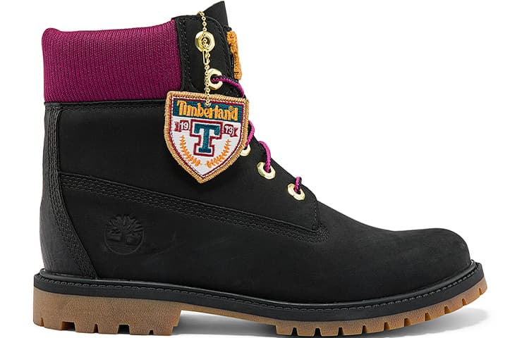 Timberland Heritage 6 Inch Waterproof Boots 'Black Nubuck With Pink' Women's 3