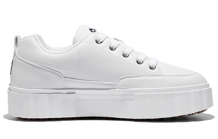 FILA Low Top Thick Sole Skate Shoes Unisex White Korean Version 'White Red Black' 4