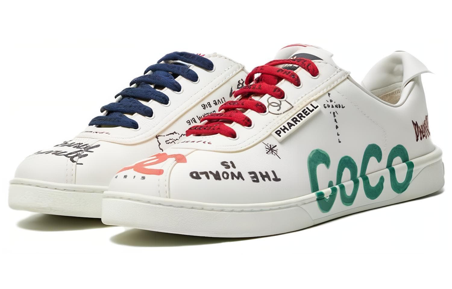 Pharrell x CHANEL Logos Stylish Skateboarding Shoes Women's White 6