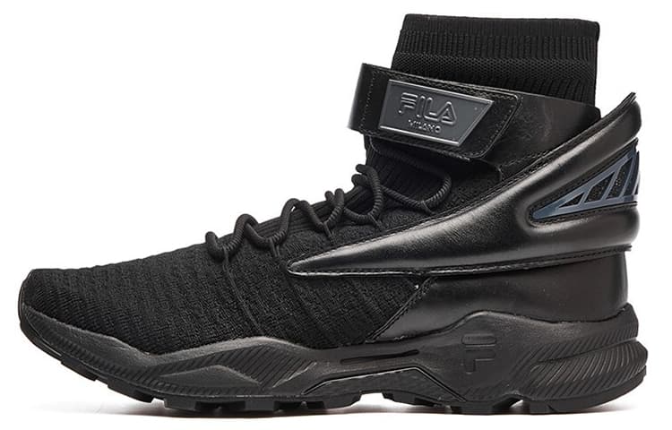 FILA Frachey Cushioning Wear-Resistant Breathable High-Top Casual Shoes Men's Black 2