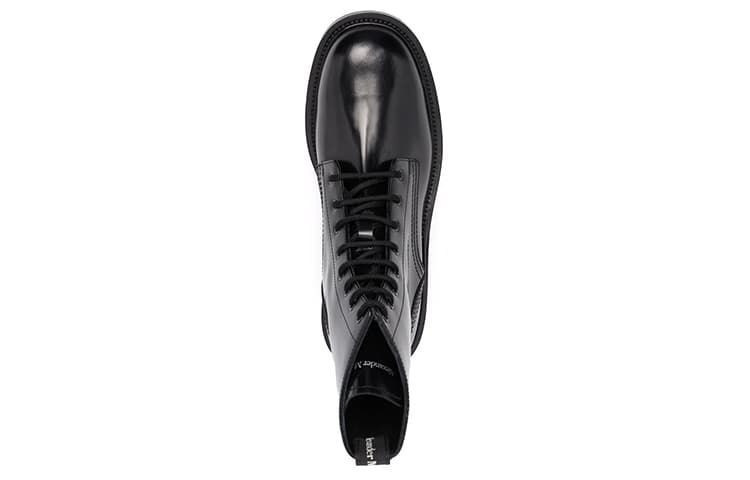 Alexander McQueen Polished Leather Combat Boot Black 6