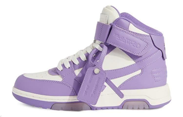OFF-WHITE Out Of Office High-Top Skateboard Shoes Women's White Purple & Color