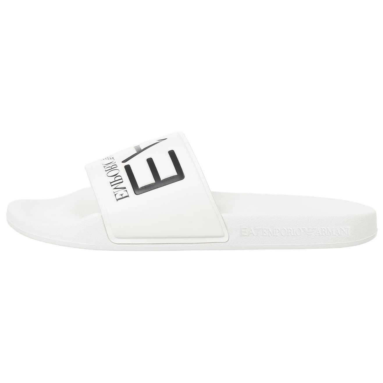 EMPORIO ARMANI EA7 Flat Open-Toe Slide Sandals Unisex White