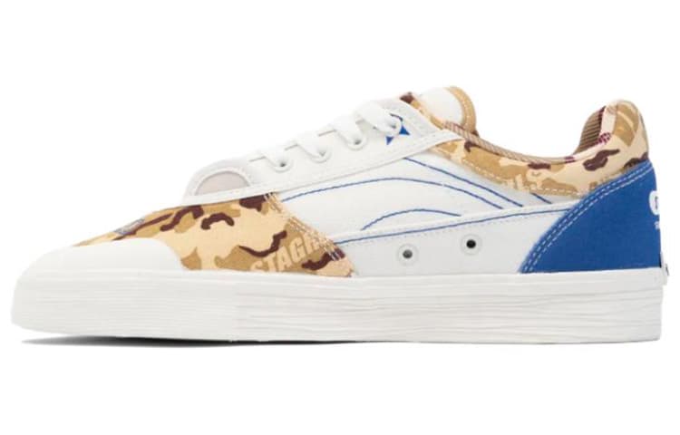 STA x LiNing 50/50 Low-Top Skateboard Shoes Men's White Brown Blue Limited Special Edition 2