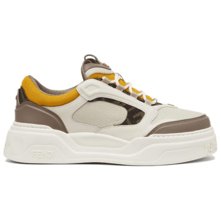 FENDI Fendi Force 2025 Spring Summer Series Calfskin Round Toe Lace-Up Low-Top Skate Shoes Men's Brown 3