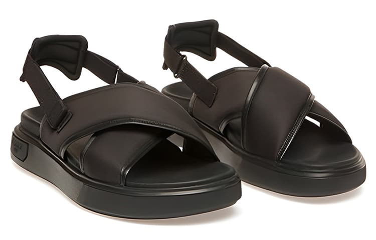 BALLY Fabric Open-Toe Hook-and-Loop Strap Sandals Men's Black 4