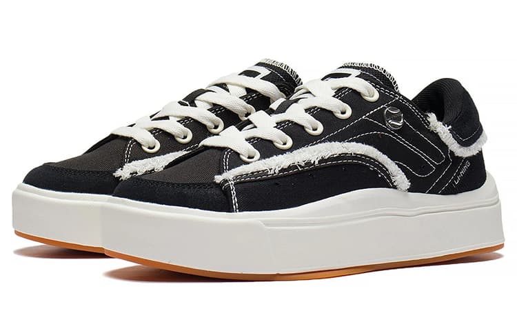 LiNing Comfy Anti-Slip And Wear-Resistant Lightweight Low-Top Skateboard Shoes Women's Black White 6