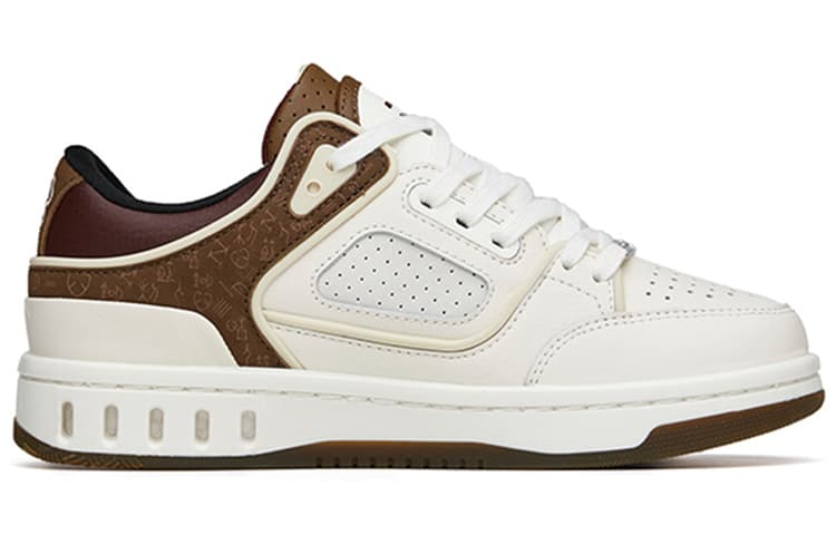ANTA Skateboard Shoes Women's Low-Top White Brown 3