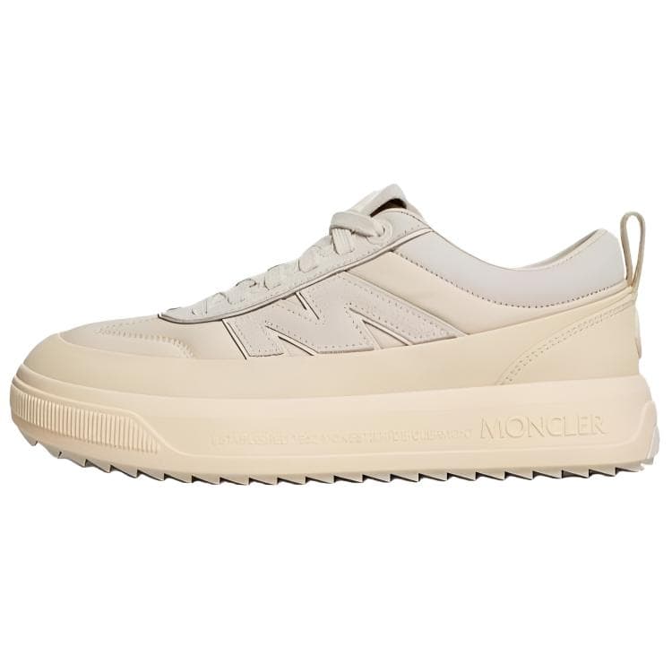 Moncler Altive Fabric & Split Leather Platform Logo Low-Top Sneakers Women's Beige