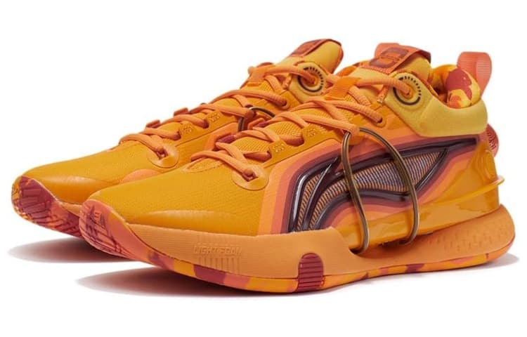 LINING Speed 8 Premium Basketball Shoes Men Low-Top Mango Orange Yellow 5