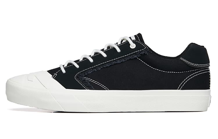 Anta Life Collection Anti-Slip Wear-Resistant Low-Top Canvas Shoes Men's Black White 2