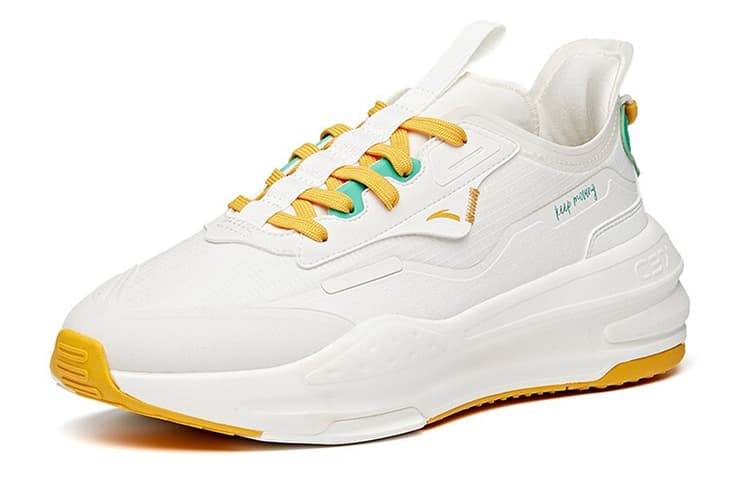 ANTA C37 Series Skateboard Shoes Men Low-Top Ivory White/Ginger Yellow 6