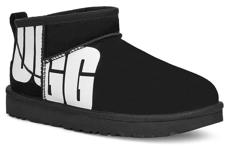 UGG Classic Ultra Mini Broken Logo 'Black White' Women's 6