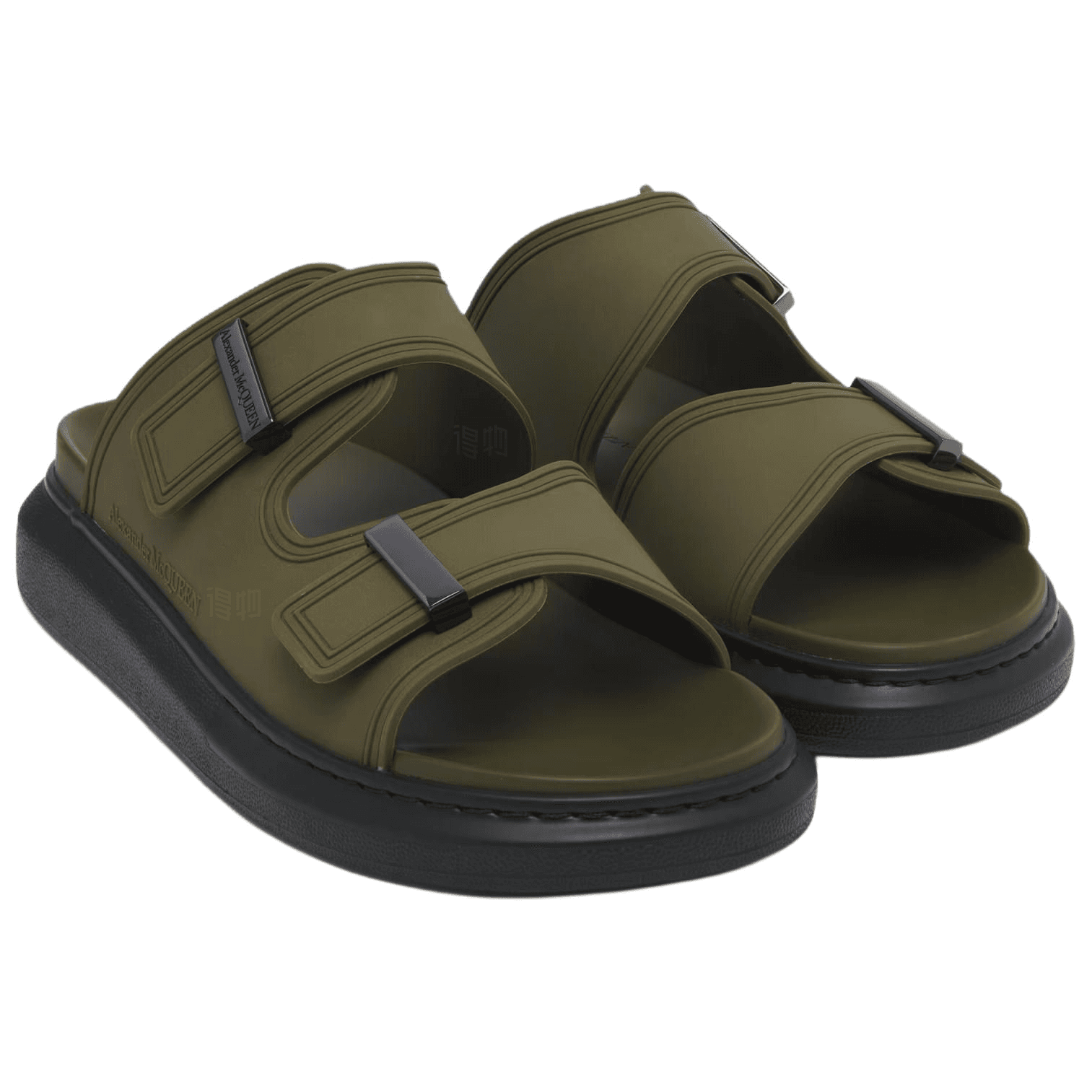 Alexander McQueen Hybrid Platform Slide Rubber Sole Flip Flops Men's Green 6
