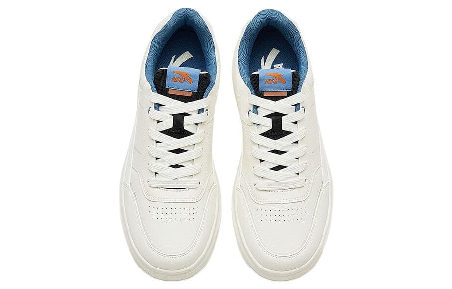 Anta Slip-Resistant Cushioning Wear-Resistant Low-Top Skateboard Shoes Men's White Black 4