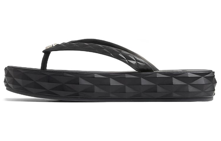 Jimmy Choo Diamond Slip-On Comfort Fashion Rubber Thong Sandals Women's Black 2
