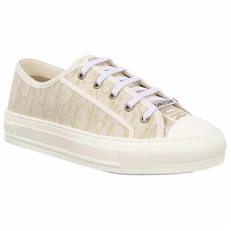 DIOR Walk'n'Dior Platform Shoes Low Top Skateboard Shoes Women's White Gold 4