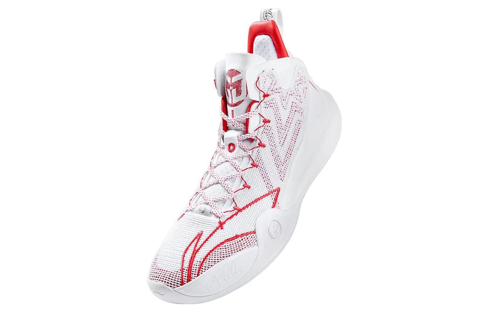 LiNing CJ-1 CJ 1 Wear-Resistant Slip-Resistant Cushioning Mid-Top Performance Basketball Shoes White Red 4