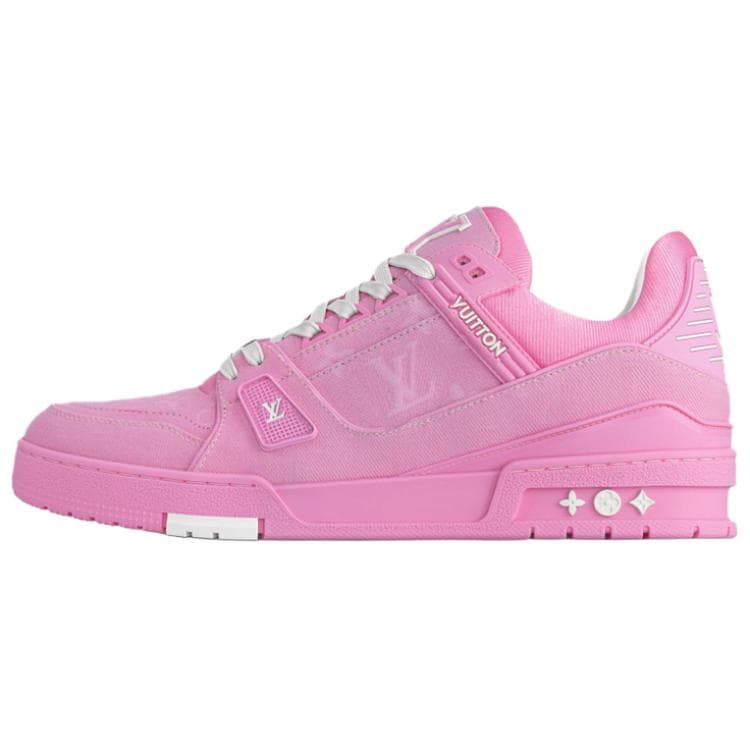 LOUIS VUITTON Trainer Flat Round Toe Low-Top Skate Shoes Men's Pink