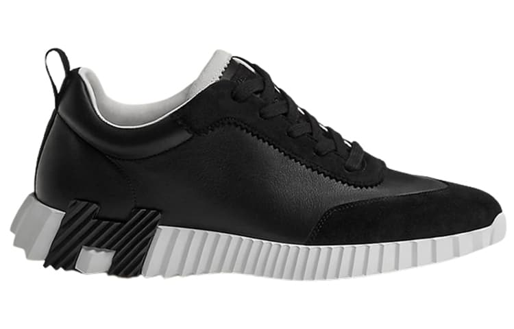 HERMES Bouncing Abrasion Resistant Low Top Casual Shoes Men's Black 6