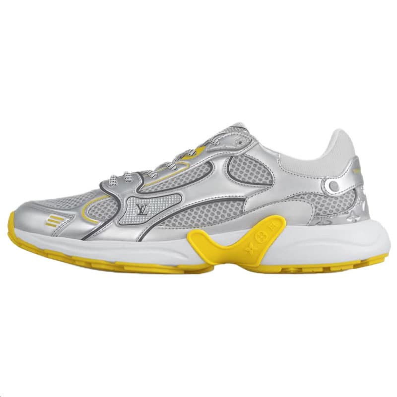 LOUIS VUITTON Olympia Round Toe Lace-Up Low-Cut Casual Shoes Women's Silver Yellow