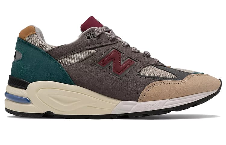New Balance 990v2 Grey Green Maroon 4