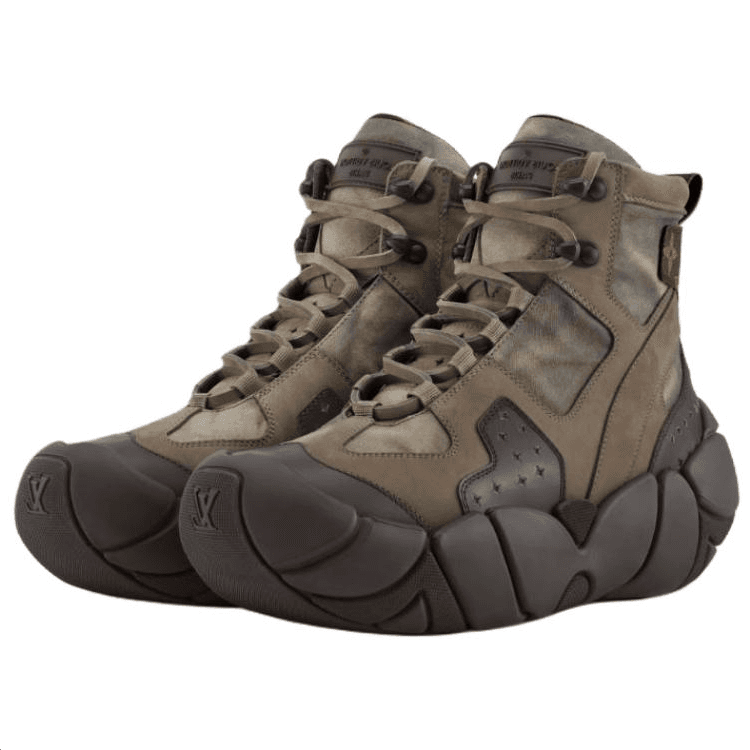 LOUIS VUITTON Bubble Calfskin Round-Toe Lace-Up Ankle Boots Women's Brown 6