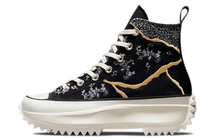 Converse Run Star Hike Hi Metallic Silver Floral Women's 2