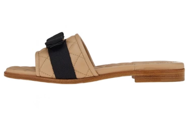 FERRAGAMO Vara Bow-Trimmed Slide Sandals Women's Light Brown 2