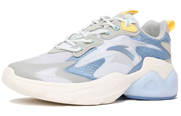 ANTA Chunky Sneakers Men Low Top Sand Grain Gray/Time Blue/Light Clear Gray 3