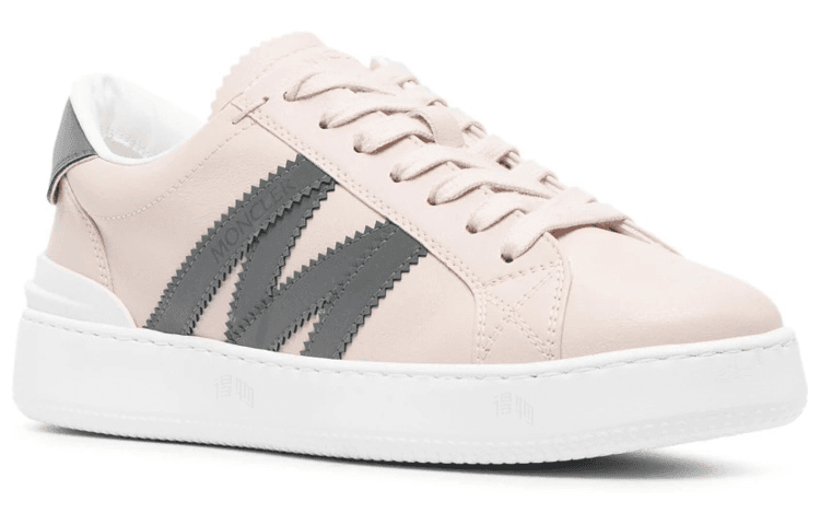 Moncler Monaco M Low-Top Lace-Up Fashion Sneakers Women's Pink Green 4