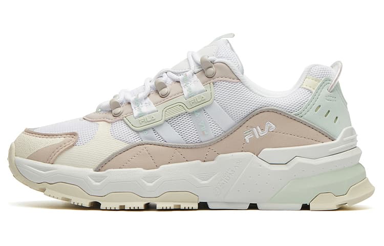 FILA TREK Anti-Slip Wear-Resistant Low-Top Chunky Sneakers Women's Beige White Pink 2