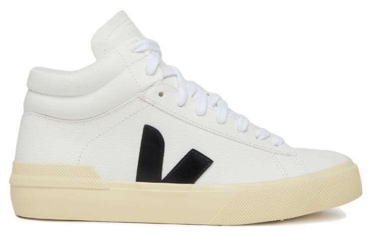 VEJA Leather Logo Print High-Top Mid-Top Fashion Plimsolls Unisex White 3