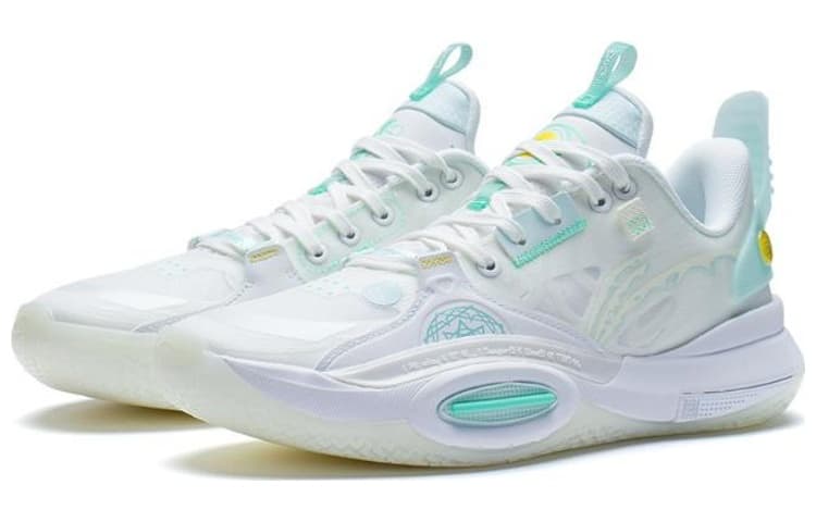 LiNing All City 10 Yuan Shen Cushioning Anti-Slip And Wear-Resistant Low-Top Performance Basketball Shoes White Green 5