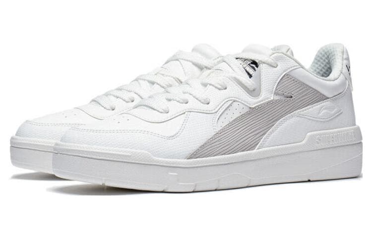 LiNing Wave LITE Slip-Resistant Cushioning Low-Top Skateboard Shoes Women's White Gray 5