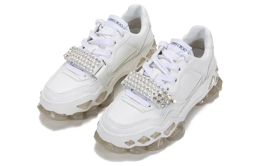 Jimmy Choo Diamond Low Top Sports Casual Shoes Women's White 6