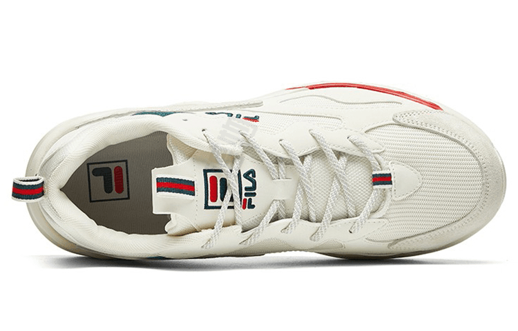 FILA Tracer Shock Absorbers Slip Resistant Abrasion Resistant Low top Chunky Sneakers Men's Light White Fire Red 6