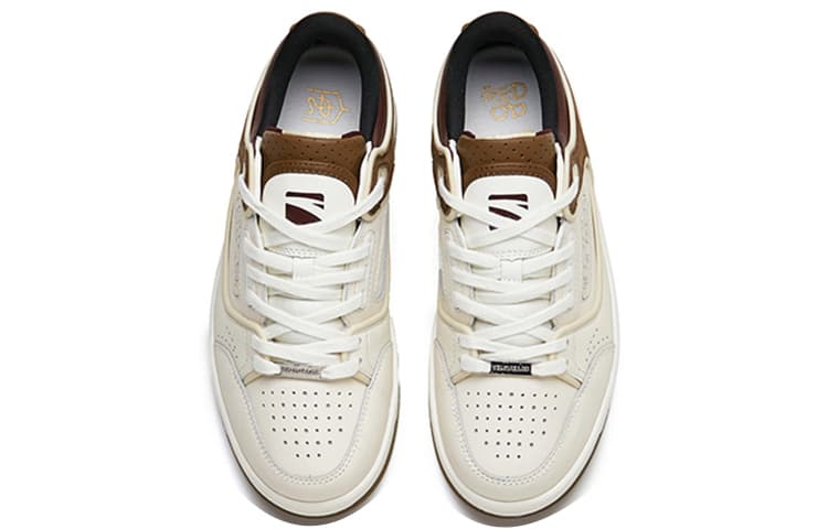 ANTA Skateboard Shoes Women's Low-Top White Brown 6