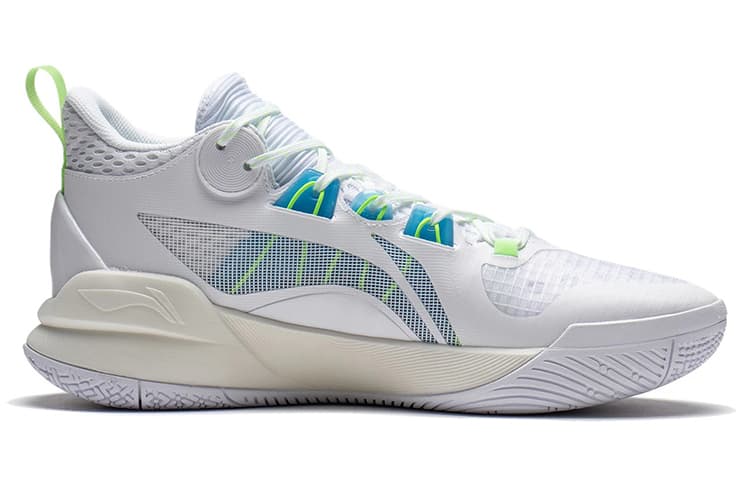 LINING Sonic 10 Team Basketball Shoes Men Mid-Top Standard White/Neon Green 4