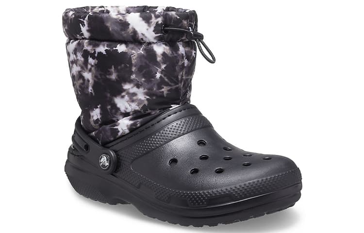 Crocs Classic Lined Neo Puff Tie Dye Boots 'Black White' 5