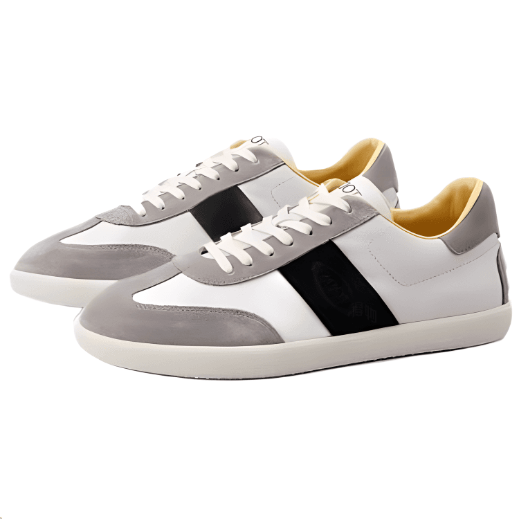TOD'S Suede Round Toe Lace-Up Low-Top Sneakers Men's White Grey 6